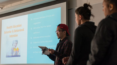 Students speaking to class