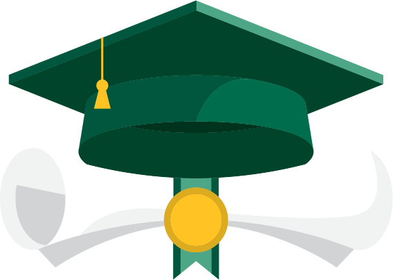 diploma scroll and graduation cap illustration
