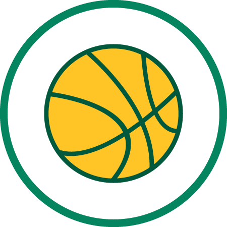 Icon of green and gold basketball