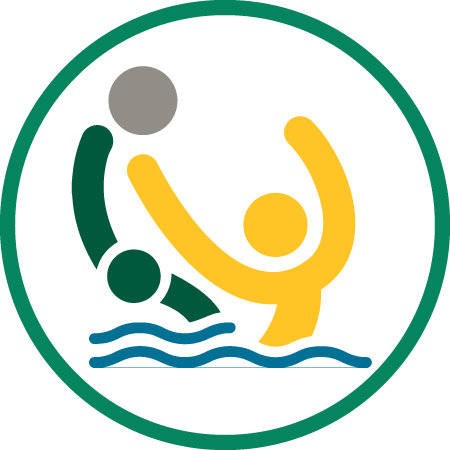 Icon of green and gold players playing water polo.