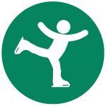 Icon of figure skating in green circle