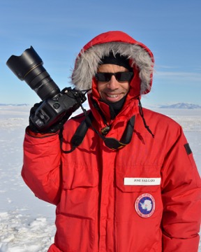 Dr. Jose Salgado with camera in snow suit