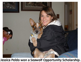 Jessica Peldo won a Seawolf Opportunity Scholarship