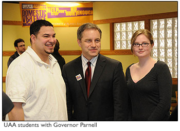 Governor Parnell with UAA students