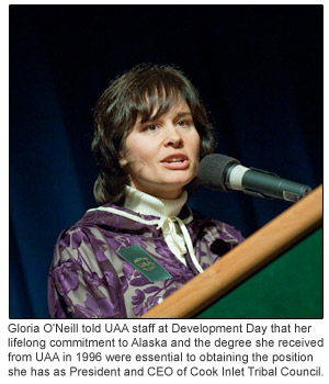 Gloria O'Neill speaks at UAA Development Day