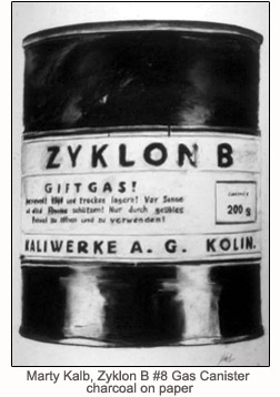 Marty Kalb, Zyklon B #8 Gas Canister, charcoal on paper