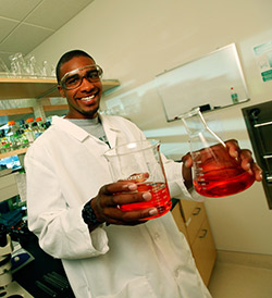 UAA student Brandon Walker in the lab