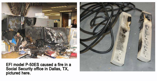 Fire caused by bad power strip