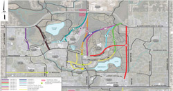 Click on this small map to view a large map showing alternative routes for a potential northern access to the U-Med District