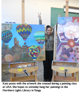 Kato-with-her-art Kato with her art