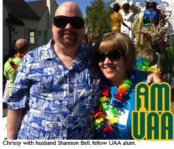 Chrissy with husband Shannon Bell, fellow UAA alum.