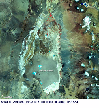 Salar de Atacama from a NASA satellite.