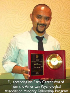 E.J. accepting his Early Career Award from the American Psychological Association Minority Fellowship Program