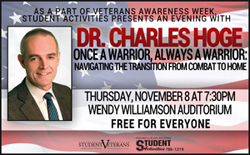 'Once a Warrior--Always a Warrior: Navigating the Transition from Combat to Home,' Nov. 8