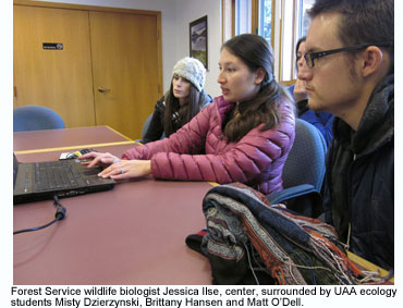 US Forest Service biologist working with UAA students