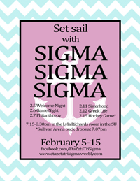 Sigma Sigma Sigma spring recruitment is Feb. 5-15