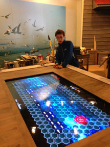 Video game video game, built in to the back of the landlocked fishing boat at the Alaska SeaLife Center