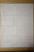 Steve Johnson, coach of the Seawolf debate team, created this "flow" to outline arguments made during a round of debate. Photo by Philip Hall/University of Alaska Anchorage