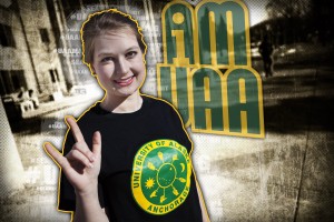 Katie Browning signs off as president of the ASL Club at UAA. Photo by Philip Hall/University of Alaska Anchorage.