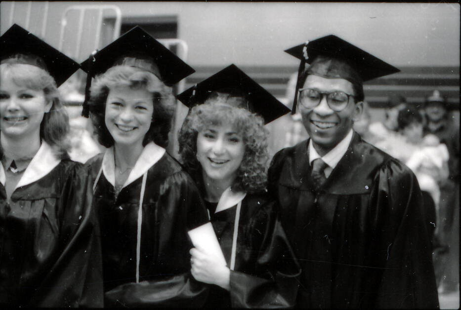 The class of 1986 in the Sullivan Arena. Photos courtesy of UAA University Relations photographs, Archives and Special Collections, University of Alaska Anchorage.