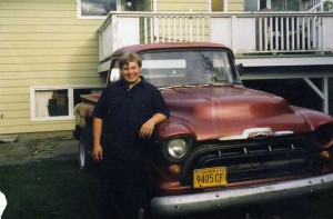 Shawn Heusser at age 14with his new '57 Chevy, before the blue paint job.