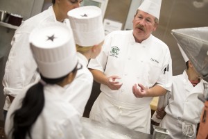 Chef Jack Nurmi of King Career Center talks pasta with intermediate culinary students. Ted Kincaid/University of Alaska Anchorage.