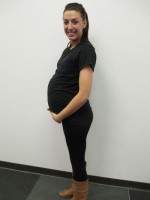 Model dressed as pregnant