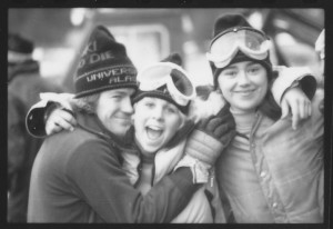 Cristy and a few teammates on Ski team photo day in 1984. (Photo courtesy of Archives and Special Collections, University of Alaska Anchorage)