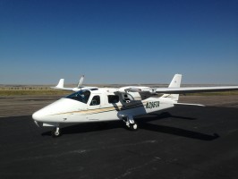 The TECNAM P2006T on the prairies of Hettinger, N.D. en route to Anchorage. Photo by Ash Burrill.