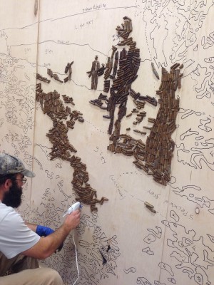 Bryan Box incorporates "useless" shell casings from Birchwood Rifle Range into a piece of art he calls, "Into the Abyss." (Photo courtesy of Bryan Box)