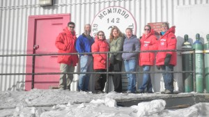 Mark (second from the left) and the medical staff in front of the McMurdo hospital and clinic. Photo provided by Mark Peterson.