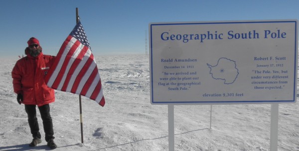 Mark at the South Pole. Photo provided by Mark Peterson.