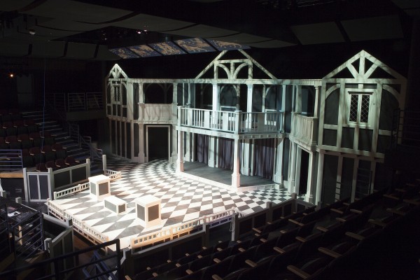 For its second iteration, the UAA Mainstage received a stripped-down Elizabethan makeover for Rosencrantz & Guildenstern are Dead, now playing (Photo by Philip Hall/University of Alaska Anchorage).