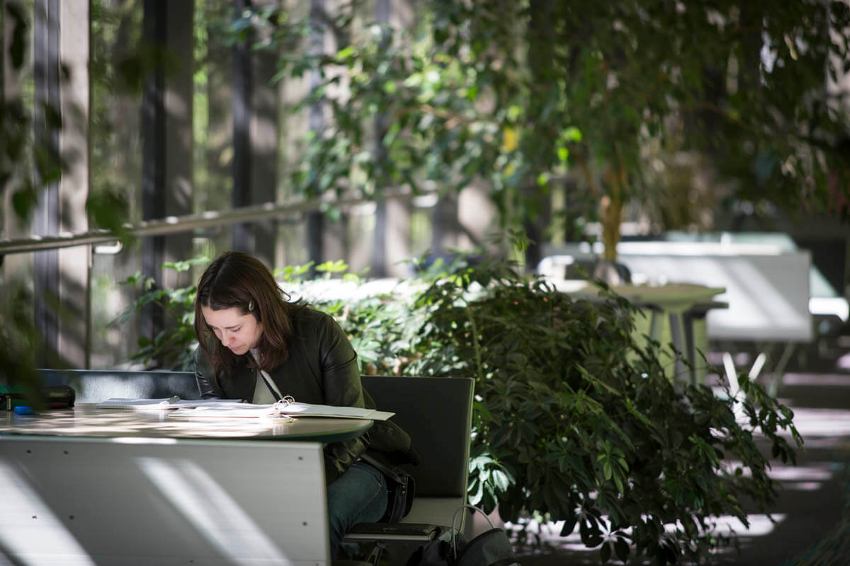 Today's Spine is packed with study nooks, collaborative spaces and the most plant species anywhere in Alaska (Photo by Philip Hall/University of Alaska Anchorage).