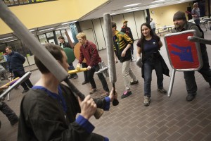 Students face off in Capture the Flag at the Student Union (Photo by Philip Hall/University of Alaska Anchorage).