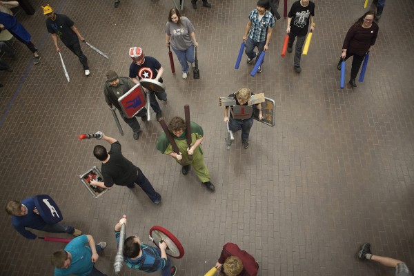 Next time a LARP battle erupts in the Student Union, just remember the second level makes an ideal viewing platform over the battlecage below (Photo by Philip Hall/University of Alaska Anchorage).