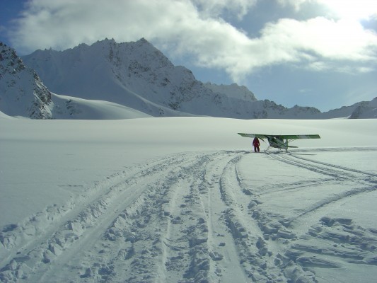 Mark landed a plane on a glacier in the Talkeetna mountains for this shot (Photo courtesy of Mark Madden).