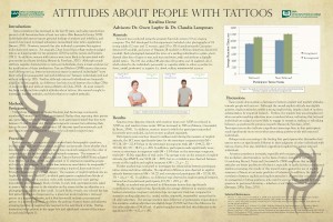 Kivalina Grove is participating in next week's Undergraduate Research & Discovery Symposium, presenting her research into attitudes about people with tattoos.