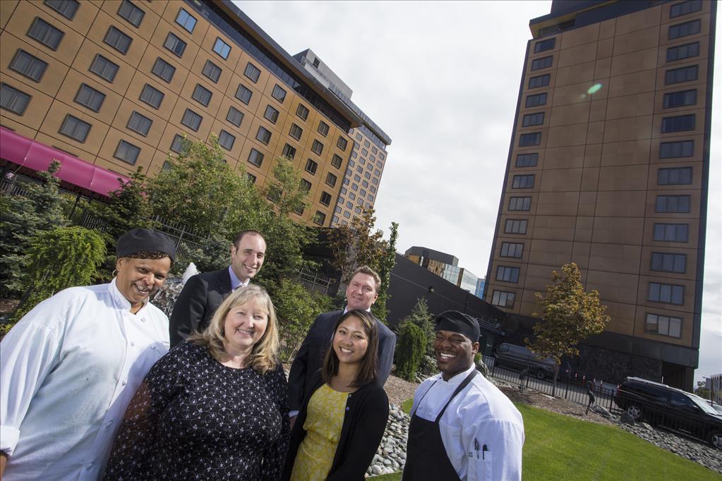 UAA students works in a variety of departments at the Hotel Captain Cook, from sales to accounting to the bake shop. Culinary students get top-tier training as interns in the hotel's four restaurants and 12 event spaces (Photo by Ted Kincaid / University of Alaska Anchorage).