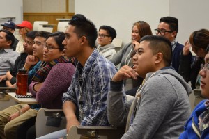 Students listen to a presentation on Filipino history reflected in Filipino cuisine at a recent Fil Am Club meeting (Photo courtesy of Dennis Perez).