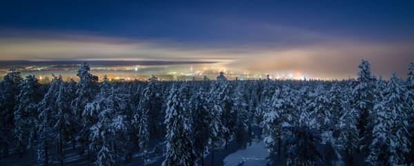 The wintertime view over Rovaniemi, Finland, location of University of Lapland, the EU's northernmost university. (Photo by Ilkka Ruuska)