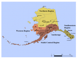 Diwakar Vadapalli chairs the Alaska Citizen Review Panel (CRP), which conducts an annual review of the state Office of Children's Services. This map shows OCS' five districts; CRP was instrumental in creating a separate district for Western Alaska. (Map courtesy of Diwakar Vadapalli)
