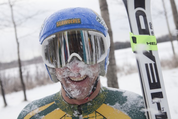 Members of the University of Alaska Anchorage Ski Team pose for photos at Goose Lake in Anchorage, Alaska Wednesday, Nov. 11, 2015.
