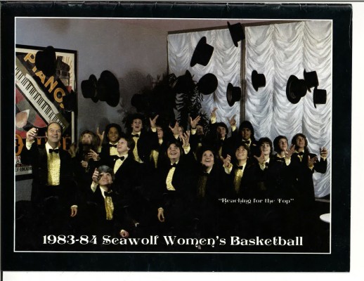 "Reaching for the Top:" The '83-'84 women try their hand at after-practice dinner theater.