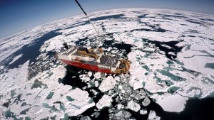 A GoPro camera attached to a balloon captures this view of the U.S. Coast Guard Cutter Healy when UAA researchers Jeff Welker and Eric Klein were aboard, to "sniff" out carbon with a specialized isotope analyzer. (Photo courtesy U.S. Coast Guard)
