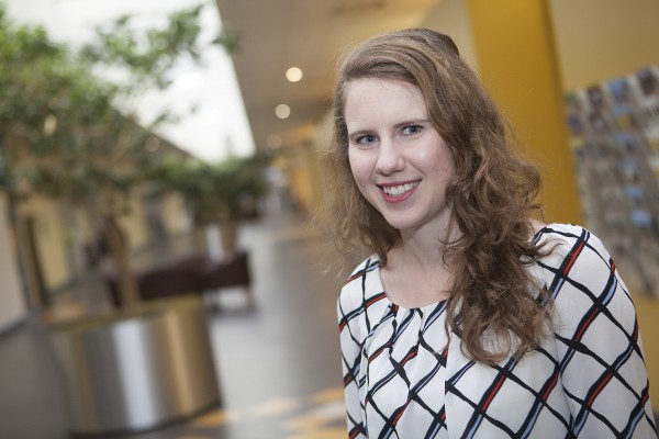 Emily Sobek is graduating next week with a bachelor's degree in construction management and minors in economics and business. (Photo by Philip Hall / University of Alaska Anchorage)