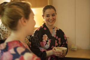 In a traditional tea ceremony, everything from posture to movement to the direction of the tea bowl holds meaning (Photo by Philip Hall / University of Alaska Anchorage).