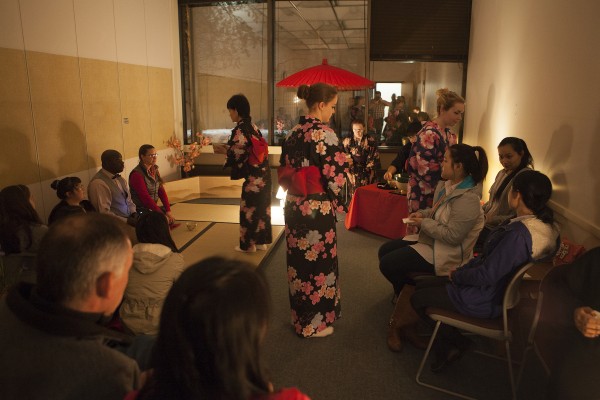 Guests fill SSB 152, the new home for the Japanese tea ceremony class at UAA (Photo by Philip Hall / University of Alaska Anchorage).