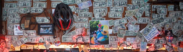 A wall at the Brown Bear Saloon