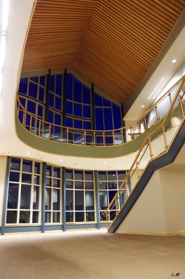 The Cordova Center is now home to the city's library, museum, City Hall, auditorium and this soaring atrium event space (Photo courtesy Zane Jones, MRV Architects).